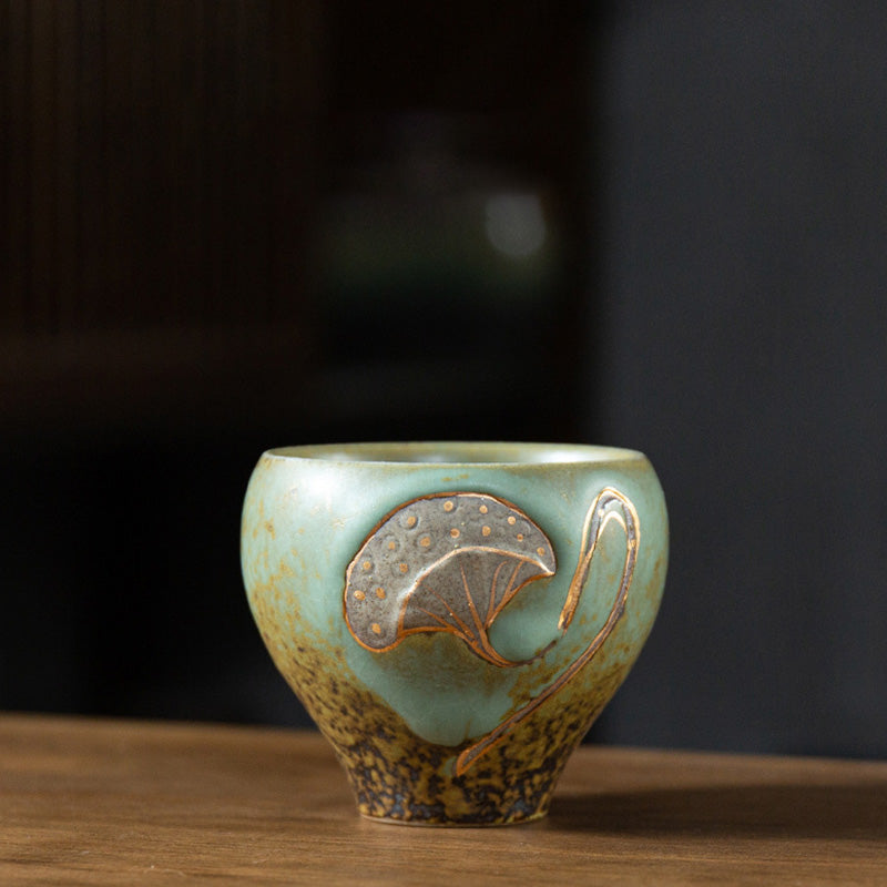 Mythstone Lotus Pod Engraved Teacup Kung Fu Tea Cup