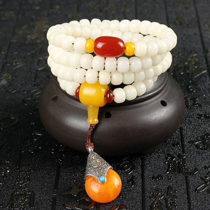 Mythstone Tibetan Mala White Bodhi Seed Blessing Bracelet