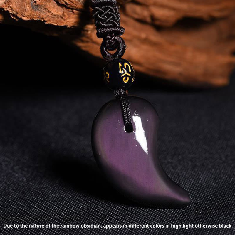 Mythstone Rainbow Obsidian Yin Yang Strength Pendant Necklace