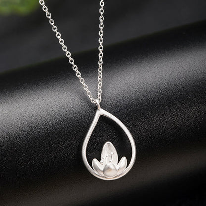 Mythstone 925 Sterling Silver Lotus Flower Floral Enlightenment Necklace Pendant