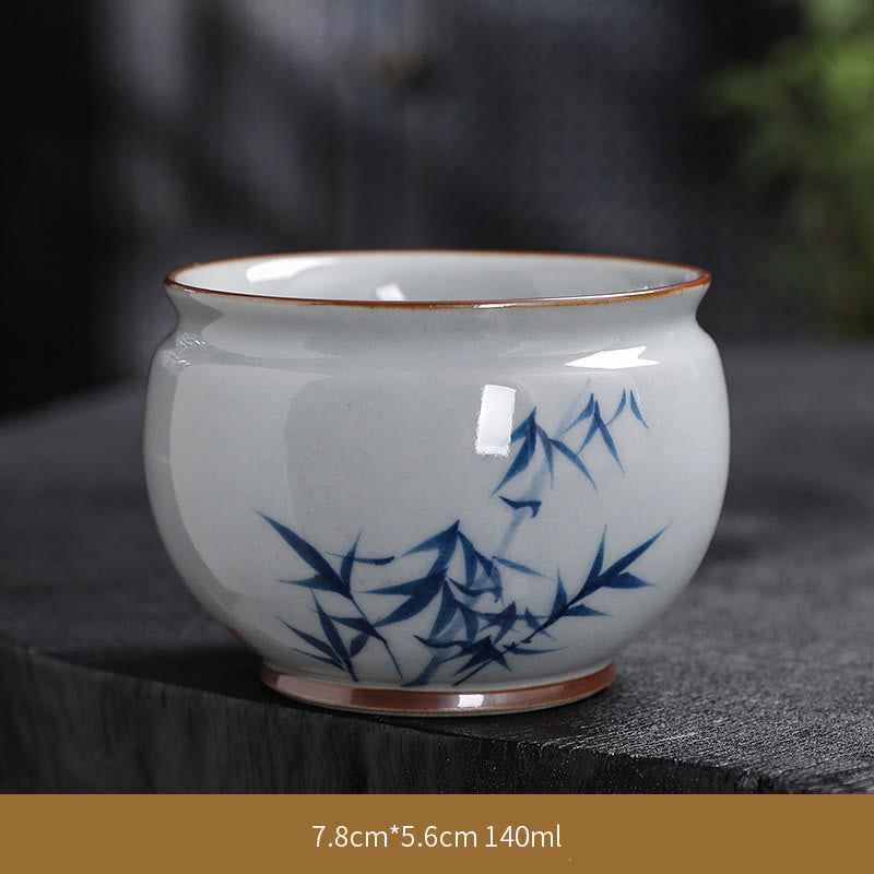 Mythstone Lotus Flower Leaf Bamboo Ceramic Teacup Kung Fu Tea Cups