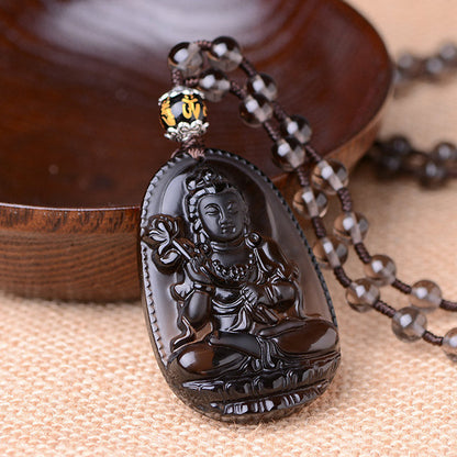 Chinese Zodiac obsidian Protection Necklace