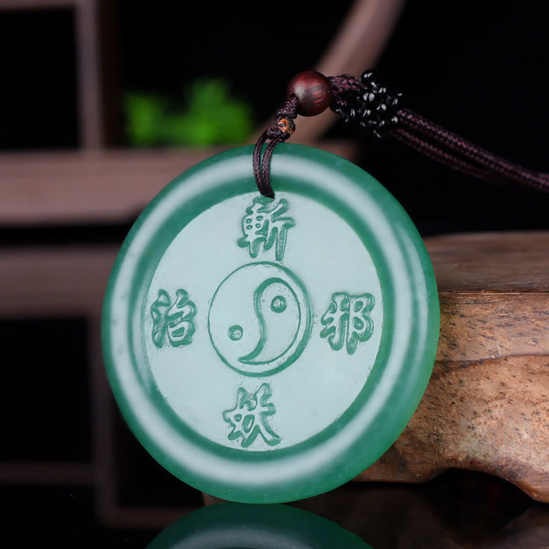 Mythstone Green Aventurine Yin Yang Balance Necklace Pendant