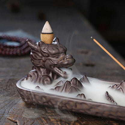 Mythstone Dragon Mountain Strength Ceramic Incense Burner Decoration