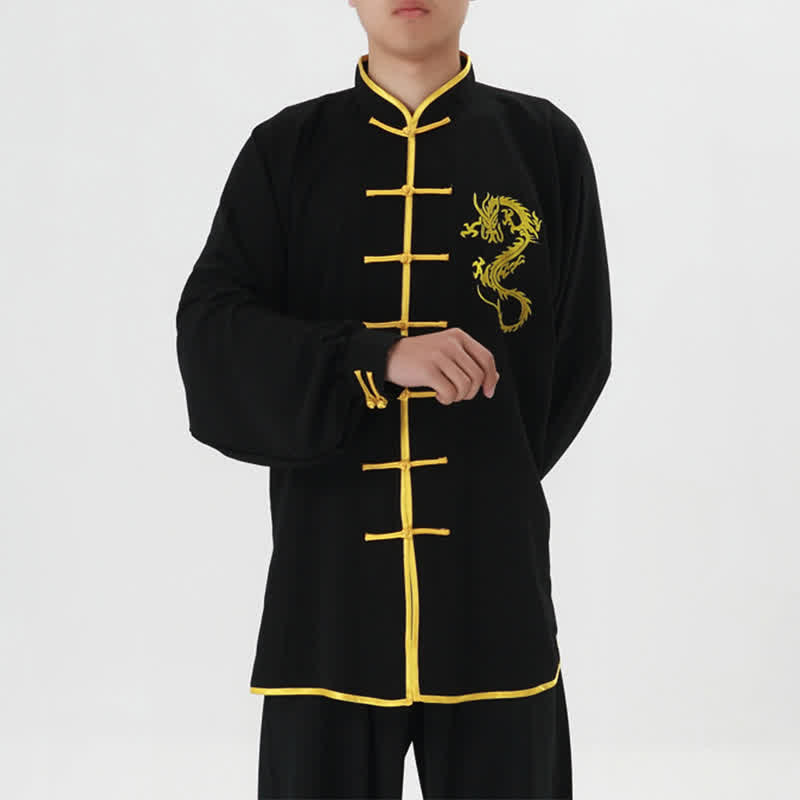 Mythstone Dragon Embroidered Qi Gong Zen Spiritual Practice Meditation Prayer Uniform Unisex Clothing Set