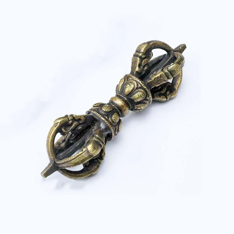 Mythstone Handmade Nepal Five Prong Three Prong Vajra Dorje Strength Copper Decoration