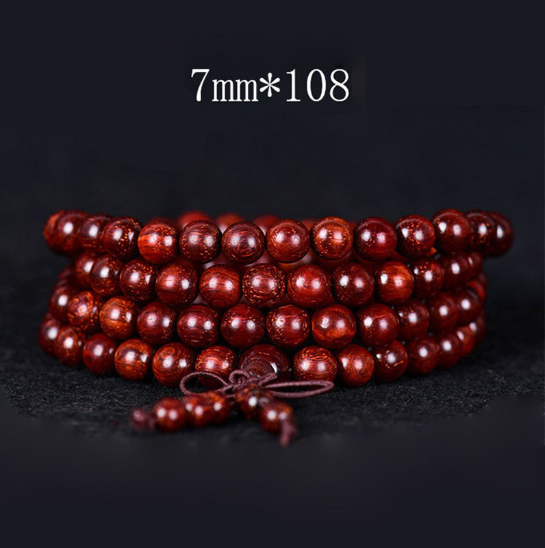 Pulsera de equilibrio de sándalo rojo con hojas pequeñas tibetanas de MythStone 