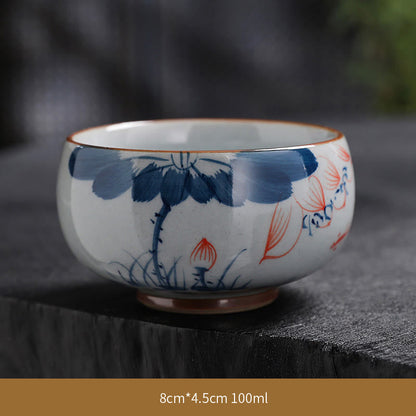 Mythstone Lotus Flower Leaf Bamboo Ceramic Teacup Kung Fu Tea Cups