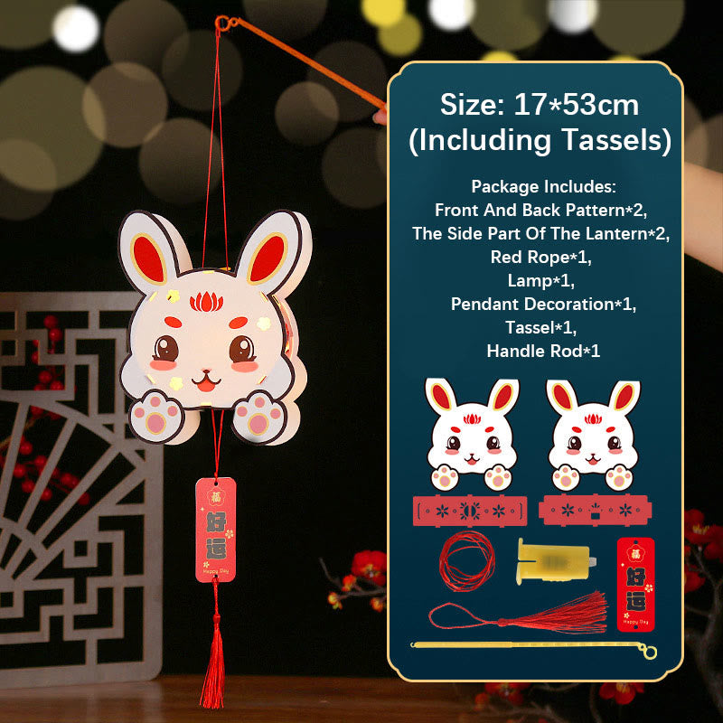 Mythstone DIY Good Luck Cute Rabbit Paper Lantern Lamp Mid-Autumn Festival Lantern Decoration