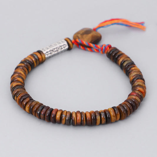 Mythstone Tibetan Tiger Eye Om Mani Padme Hum Protection Power Bracelet