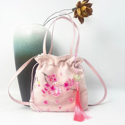 Mythstone Suzhou Embroidery Lotus Deer Epiphyllum Peony Rabbit Cotton Linen Tote Crossbody Bag Shoulder Bag Handbag