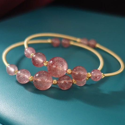 Mythstone Natural Strawberry Quartz Love Healing Bracelet Bangle