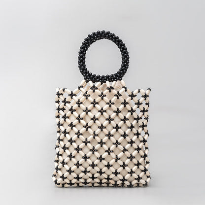 Mythstone Hand-woven Lozenge Wooden Beads Handbag