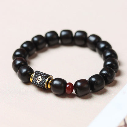 Mythstone Ebony Wood Auspicious Clouds Engraved Calm Bracelet