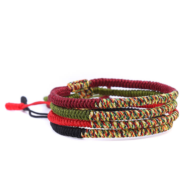 Mythstone Tibetan Handmade Multicolor King Kong Knot Luck Strength Braided Bracelet