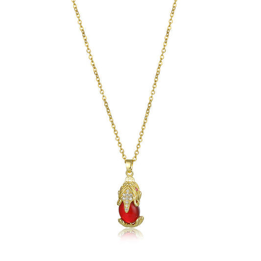 Mythstone Natural Garnet Pixiu Fortune Necklace