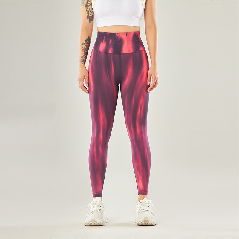 Mythstone Seamless Tie Dye Print Pants Sports High Waist Leggings Women's Yoga Pants