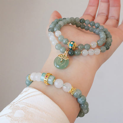 Mythstone Single Double Layer Jade Peace Buckle Luck Bracelet