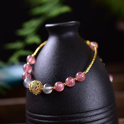 Mythstone Natural Strawberry Quartz Moonstone Positive Bracelet