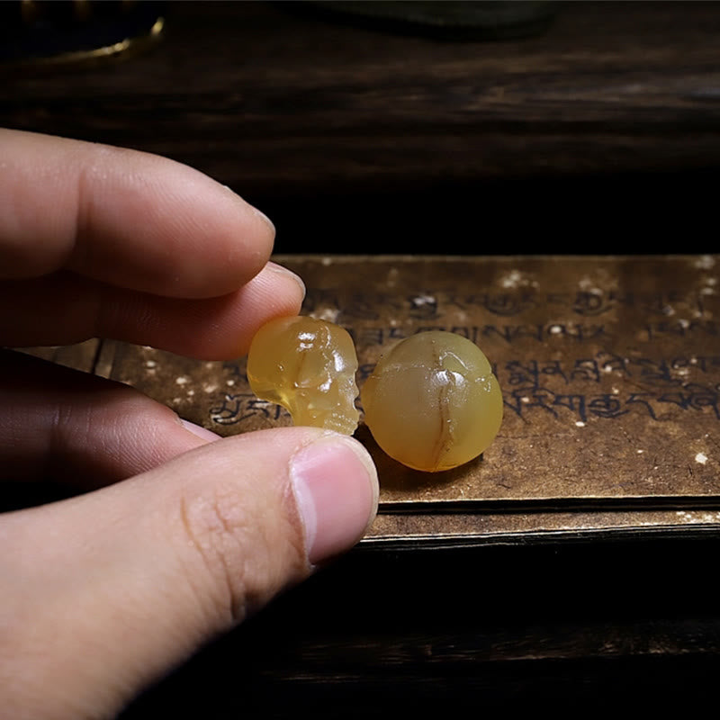 Pulsera de la suerte con hueso de yak grabado en forma de calavera de cuerno de oveja tibetano hecha a mano de Mythstone, El Señor del Bosque Cadáver 