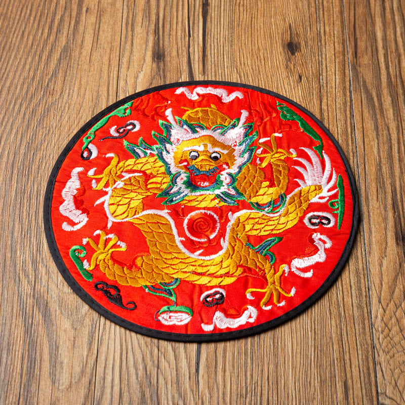 Mythstone Dragon Embroidery Cup Mat Pad Tea Cup Coaster Kung Fu Tea Mat