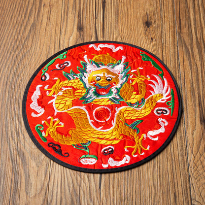 Mythstone Dragon Embroidery Cup Mat Pad Tea Cup Coaster Kung Fu Tea Mat