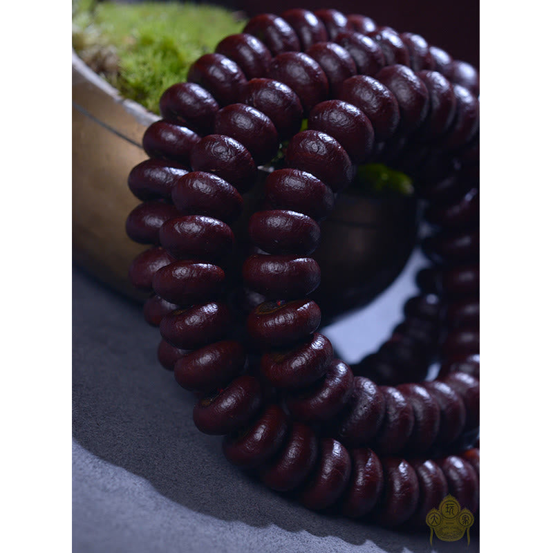 Mythstone Natural Tibet 108 Mala Beads Purple Bodhi Seed Wealth Bracelet