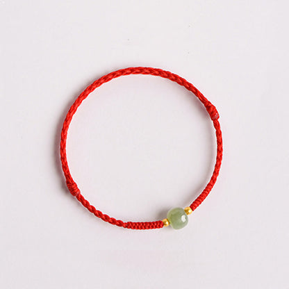 Mythstone Handmade Jade Lucky Bead Prosperity Braided Bracelet