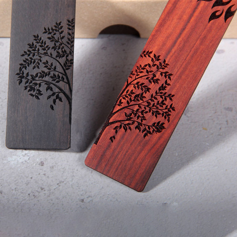 Mythstone Sun Tree Ebony Wood Small Leaf Red Sandalwood Bookmarks With Gift Box