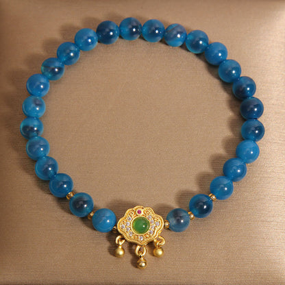 Mythstone Blue Candy Agate Chinese Lock Charm Healing Bracelet