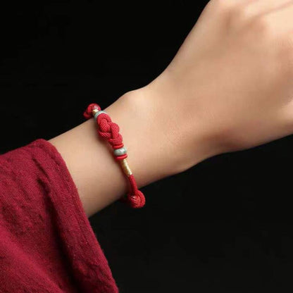 MythStone Red String Jade Luck Fortune Knot Braided Couple Bracelet