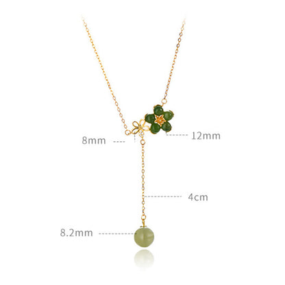 Mythstone 925 Sterling Silver Hetian Cyan Jade Plum Flower Blossom Design Luck Necklace Pendant