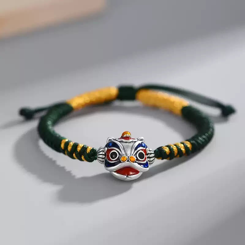 Pulsera trenzada de la suerte con león danzante hecha a mano de Mythstone 