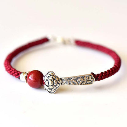 Mythstone 925 Sterling Silver Cinnabar Blessing String Bracelet