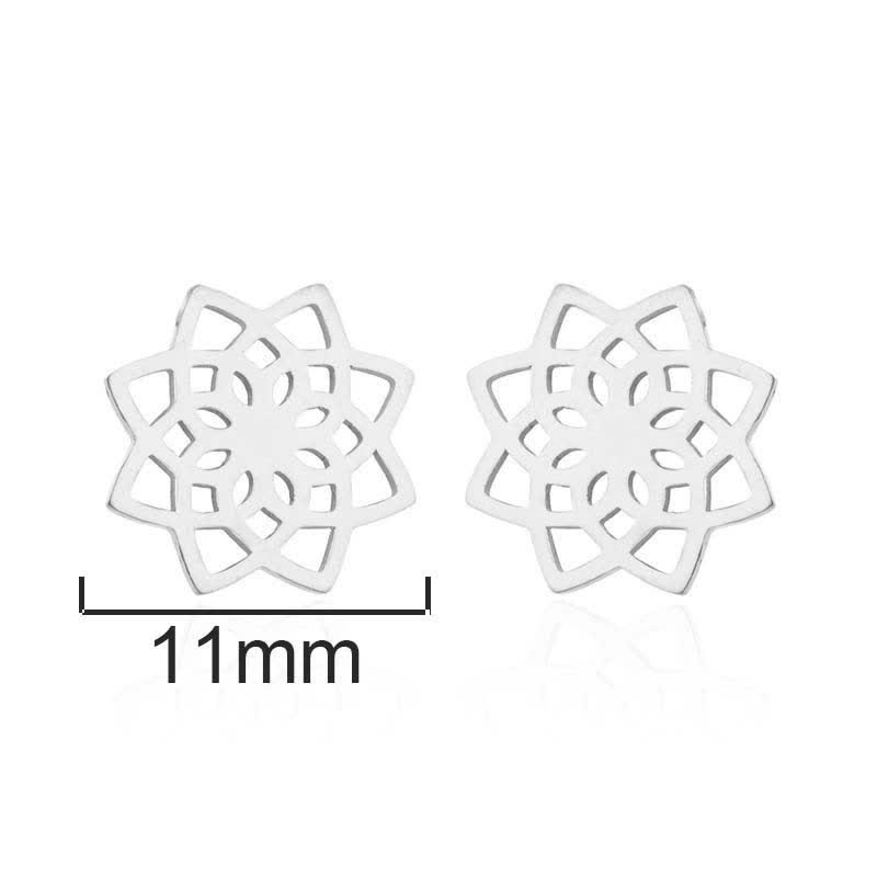 Mythstone Tibetan Lotus Pattern New Beginning Stud Earrings