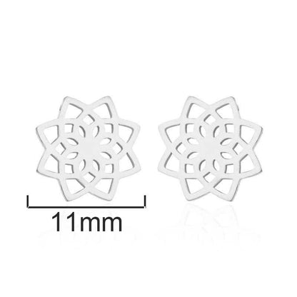 Mythstone Tibetan Lotus Pattern New Beginning Stud Earrings