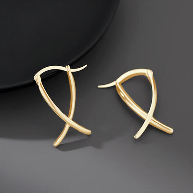 Mythstone Geometric Cross Design Luck Hoop Earrings