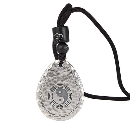 Mythstone Vintage 999 Sterling Silver Yin Yang Bagua Water Drop Design Balance Harmony Necklace Pendant