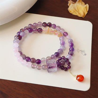 Mythstone Natural Amethyst Citrine Positive Transformation Double Wrap Bracelet