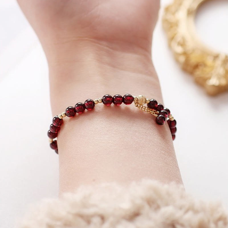 Mythstone 14K Gold Natural Garnet Calm Bracelet