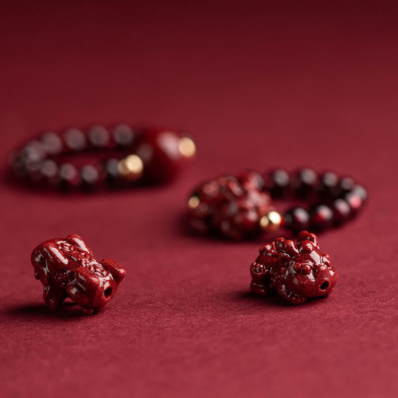 Mythstone Garnet Cinnabar Lucky Bead PiXiu Om Mani Padme Hum Rose Protection Ring