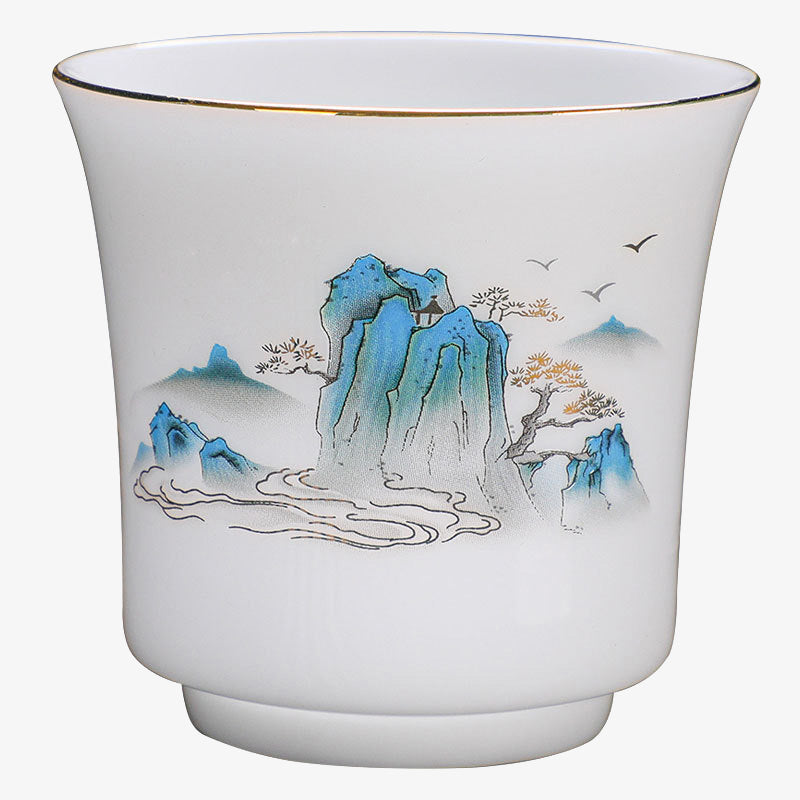 Mythstone Mountains Rivers Tree Ceramic Teacup Kung Fu Tea Cup 120ml