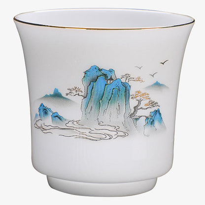 Mythstone Mountains Rivers Tree Ceramic Teacup Kung Fu Tea Cup 120ml