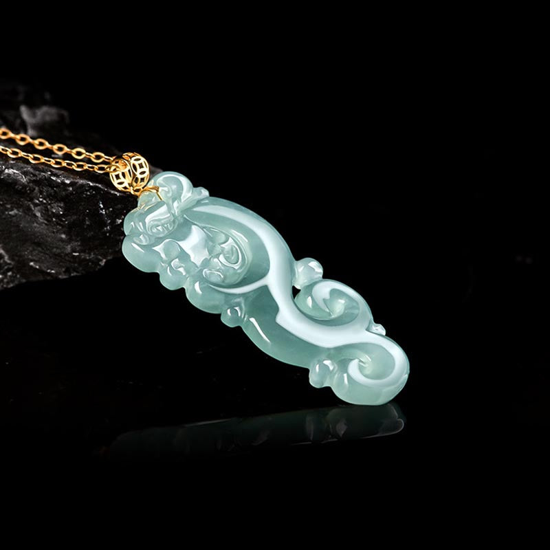 Mythstone 18K Gold Plated 925 Sterling Silver Year of the Dragon Jade Abundance Necklace Pendant