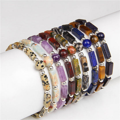 Mythstone Natural Crystal Amethyst Tiger Eye Spiritual Balance Bracelet