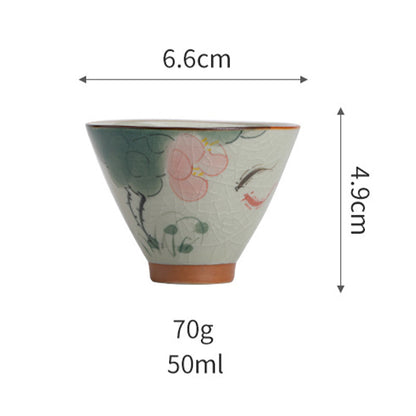 Mythstone Persimmon Boat Koi Fish Lotus Ceramic Teacup Kung Fu Tea Cup 50ml