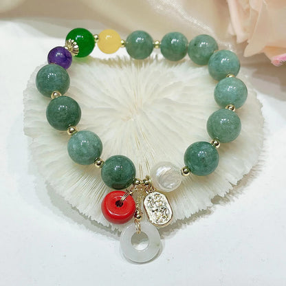 Mythstone Jade Red Agate Peace Buckle Charm Confidence Bracelet