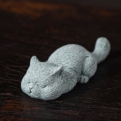 Figura decorativa de escritorio para mascota de té con forma de gato pequeño de Mythstone 