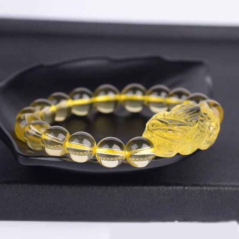 Mythstone Natural Citrine Pi Xiu Stretch Bracelet