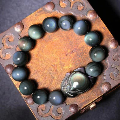 MythStone Rainbow Obsidian Fox Healing Positive Bracelet